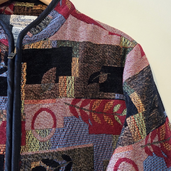 Traditions Artisan Jacket Colorful Tapestry Zip Front Coat Boho Patterned Size 8 - Picture 5 of 12
